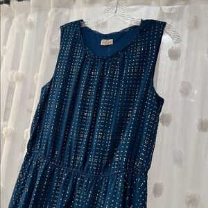 Maison‎ Jules Womens Blue/Gold Polka Dot Dress